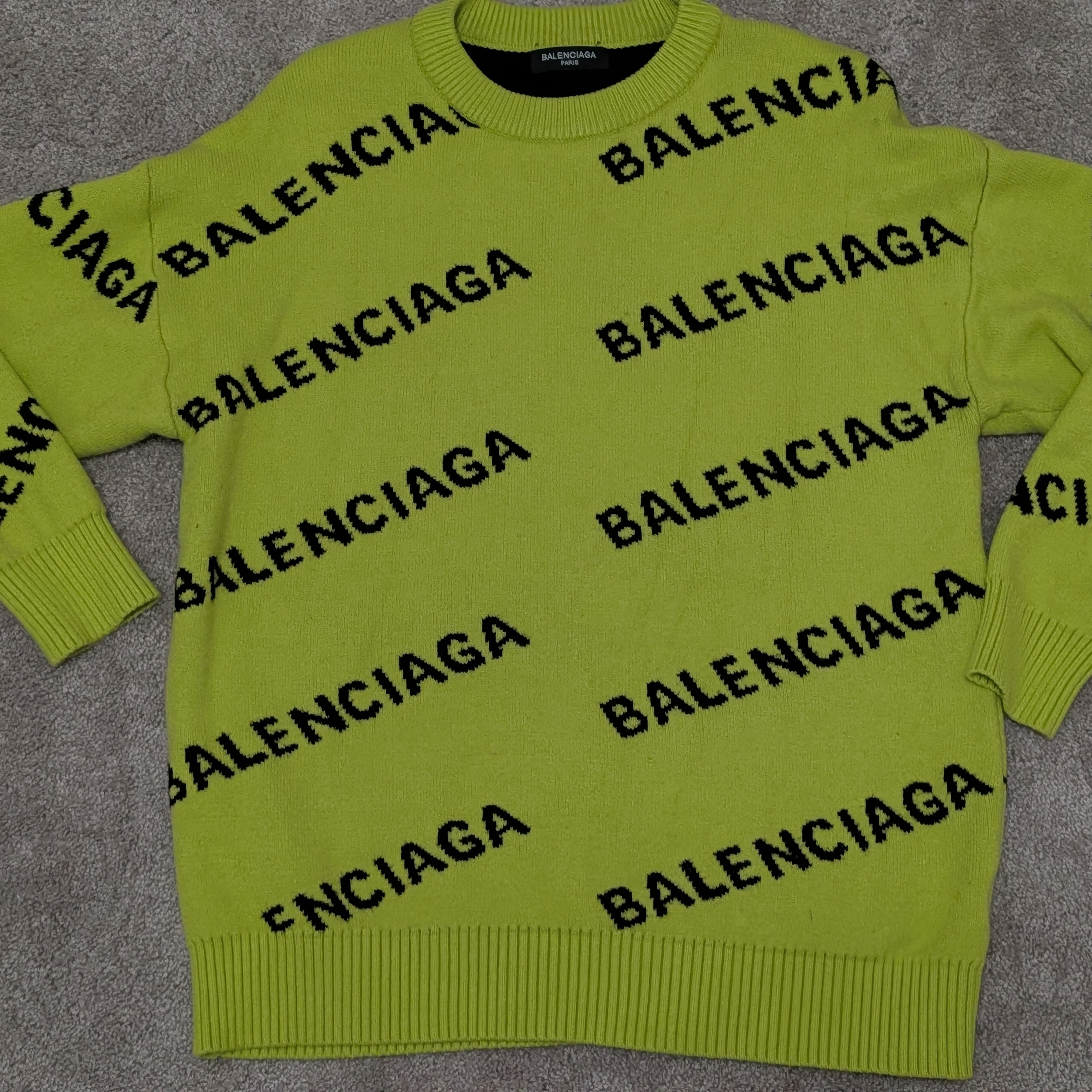 Balenciaga Men's Vibrant Green Crewneck Sweater